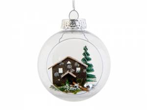 Χριστουγεννιάτικη Μπάλα Διάφανη με Σπιτάκι 8 εκ.