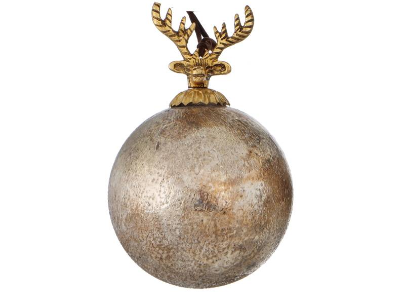 Χριστουγεννιάτικη Γυάλινη Χάλκινη Μπάλα Jespur με Χρυσό Τάρανδο 10 εκ.