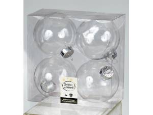 Set 4 τεμ. Χριστουγεννιάτικες μπάλες πλαστικές διάφανες