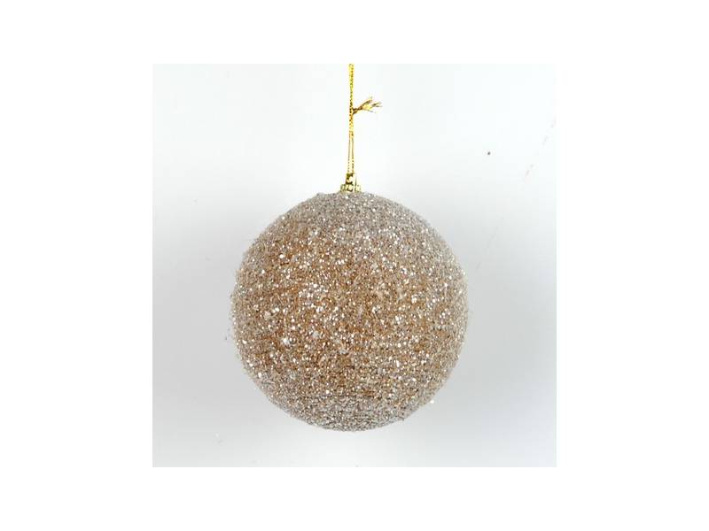 Χριστουγεννιάτικη μπάλα decor καφέ χρώμα με gliter 10 εκ.