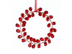 Κρεμαστό διακοσμητικό στεφάνι κρυστάλλινο κόκκινο