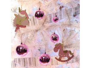 Set 6 τεμ. Χριστουγεννιάτικες μπάλες ροζ