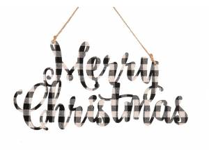 Διακοσμητική κρεμαστή καρό πινακίδα "Merry Christmas"