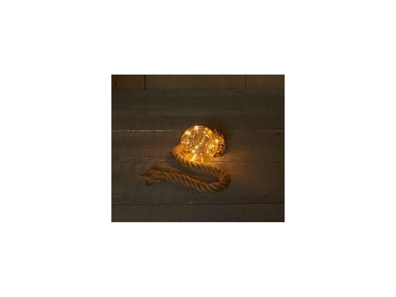Φωτιζόμενη  μπάλα γυάλινη χρυσή σε σχοινί