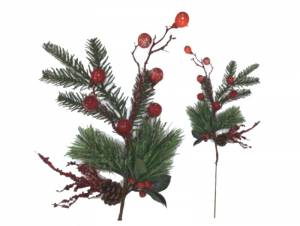 Κλαδί διακόσμησης πεύκο berries κουκουνάρι χιονισμένο
