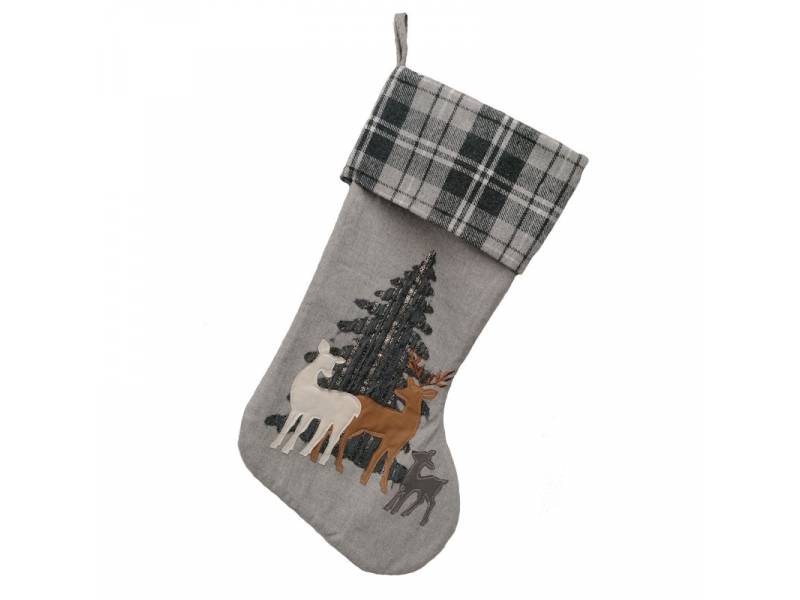 Χριστουγεννιάτικη κάλτσα γκρι