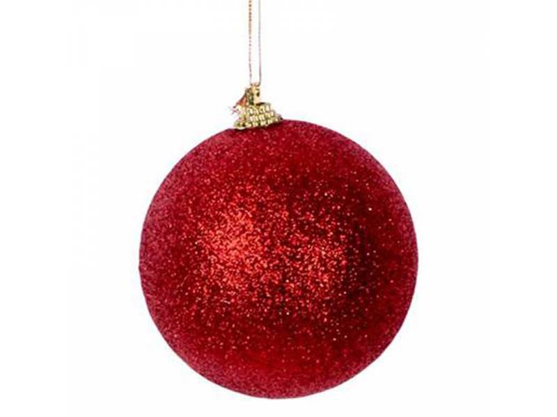 Χριστουγεννιάτικη Μπάλα Decor Κόκκινη με Glitter 8 εκ.