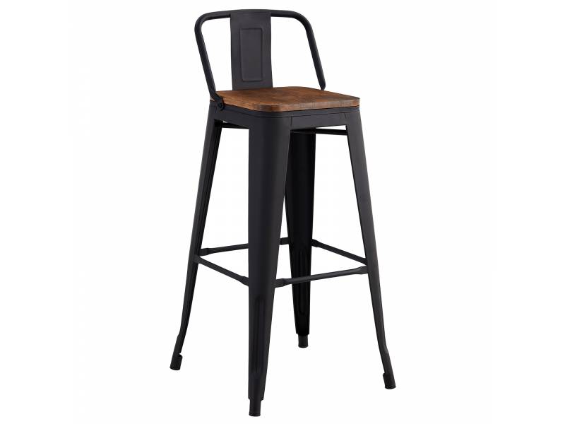 RELIX Wood Σκαμπό Bar με Πλάτη
