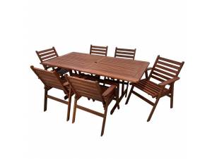 Set 7 τεμ. Τραπεζαρία Κήπου Ξύλινη Meranti έπιπλα κήπου bigstore.gr