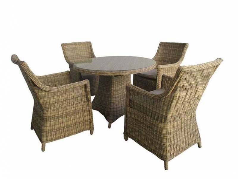 Set 5 τεμ. Τραπεζαρία Wicker Rattan-Αλουμίνιο