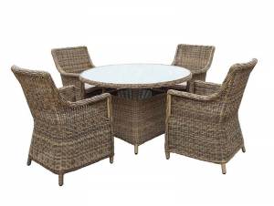 Set 5 τεμ. Τραπεζαρία Wicker Rattan-Αλουμίνιο